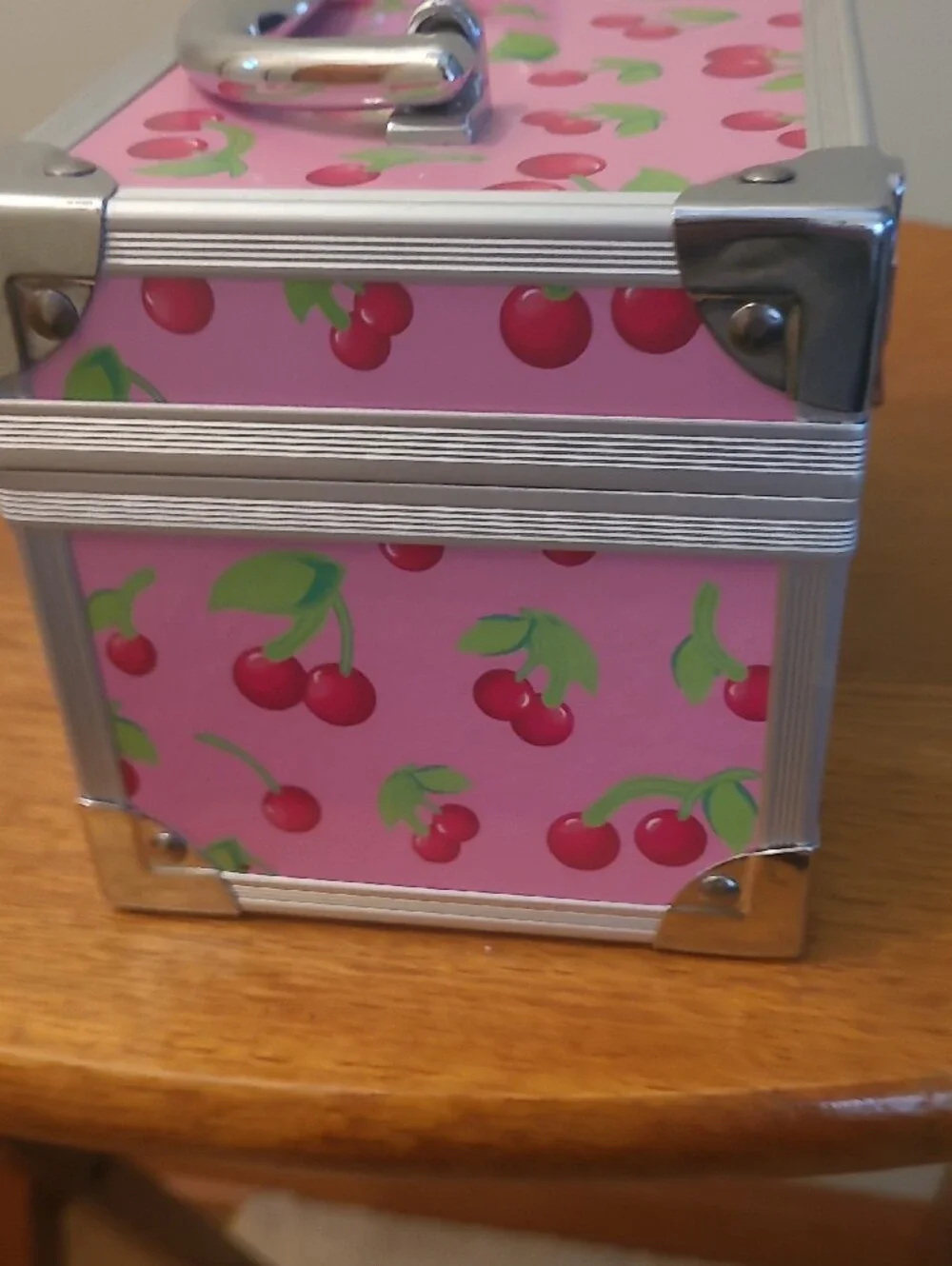 Pink Cherry Print Jewelry Case